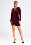 Rochie mini  model M963 - poliester - culoare bordo - maneci lungi -