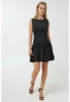 Rochie mini -  mulata cu funde - neagra - bumbac