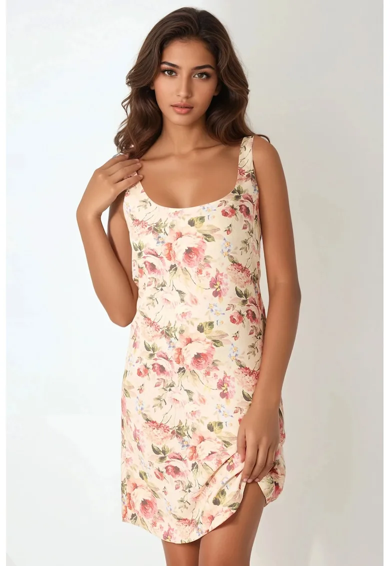 Rochie mini - mulata - cu imprimeu - multicolor - textil