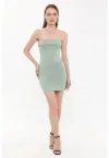 Rochie mini -  mulata - fara bretele - verde