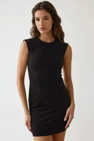 Rochie mini -  mulata - guler rotund - neagra