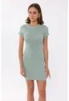 Rochie mini -  mulata - guler rotund - verde