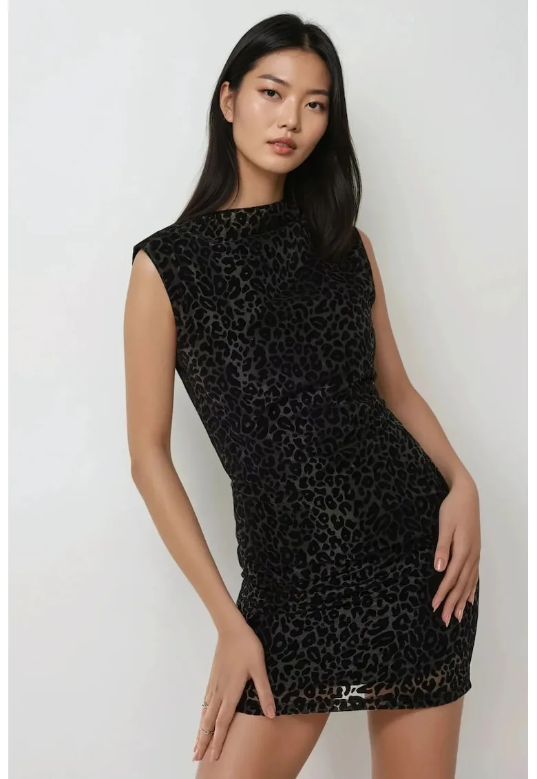 Rochie mini - mulata - imprimeu leopard - negru - textil