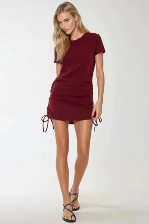 Rochie mini -  mulata - texturata - rosie - jerseu