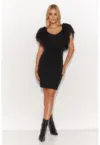 Rochie mini neagra  bumbac - spate descoperit - marimea