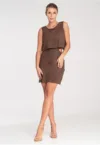 Rochie mini pentru dama  poliester/elastan - maro -