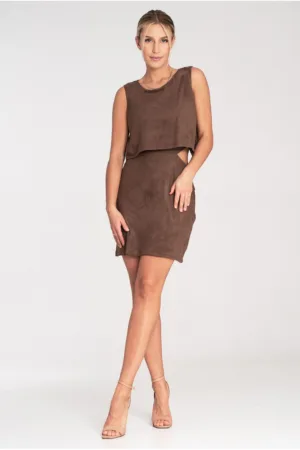 Rochie mini pentru dama poliester/elastan - maro -