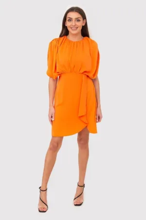 Rochie mini portocalie cu croiala larga DA1654 BLOOD ORANGE