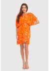 Rochie mini portocalie cu maneci scurte DA1724 BLOOD ORANGE