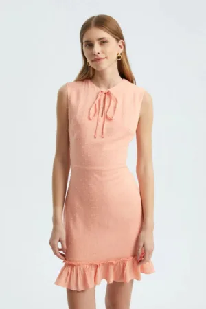 Rochie mini -  portocalie - textil