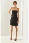 Rochie mini -  satin - negru