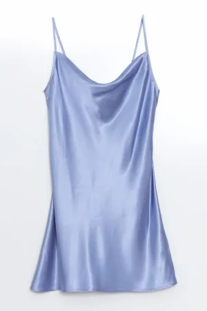 Rochie mini satinata cu bretele inguste
