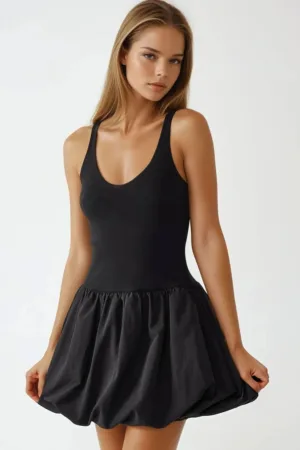 Rochie mini -  slim fit - guler U - negru - tricot