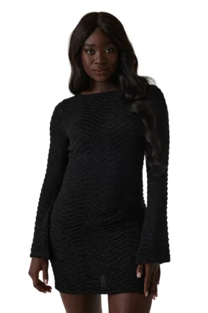 Rochie mini texturata cu decupaj pe partea din spate