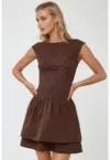 Rochie mini -  texturata - maro - jerseu