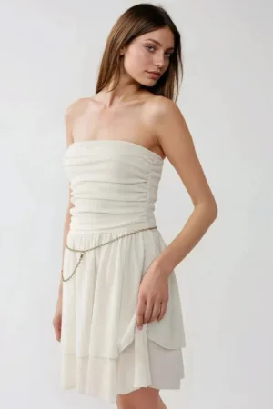 Rochie mini -  texturata - volane - bej - jerseu