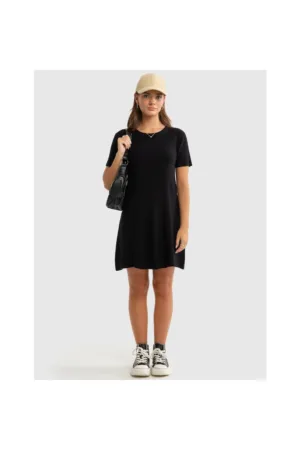 Rochie mini tip tricou Maxinara - Negru