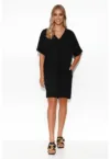 Rochie mini tip tricou cu decolteu in V si buzunare laterale