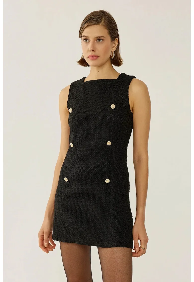 Rochie mini - tweed - negru