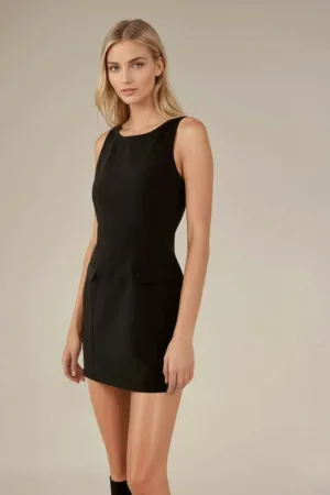 Rochie mini - voluminoasa - neagra - textil