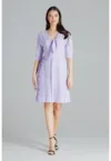 Rochie  model L076 - decolteu in V - maneca scurta - violet - poliester 95% elastan 5% -