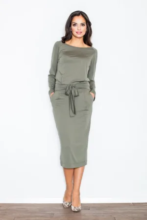 Rochie - model M246 - lunga - maneci lungi - verde - viscoza