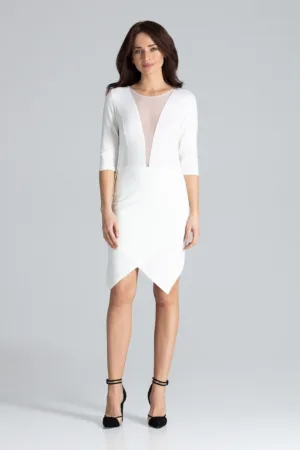 Rochie mulata L012 - asimetrica - ecru - bumbac 95%