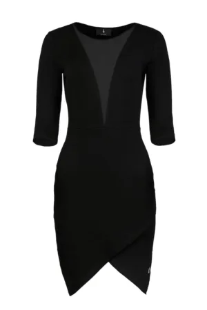 Rochie mulata L012 - asimetrica - neagra - bumbac 95% -