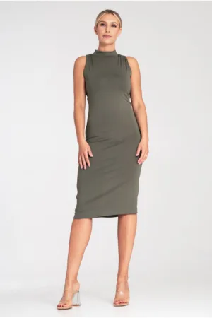 Rochie mulata - model M1031 - cu guler - viscoza - verde - material elastic
