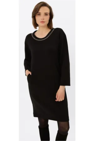 Rochie neagra cu decolteu decorativ  G-Deva