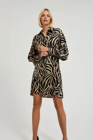 Rochie neagra cu imprimeu animalier