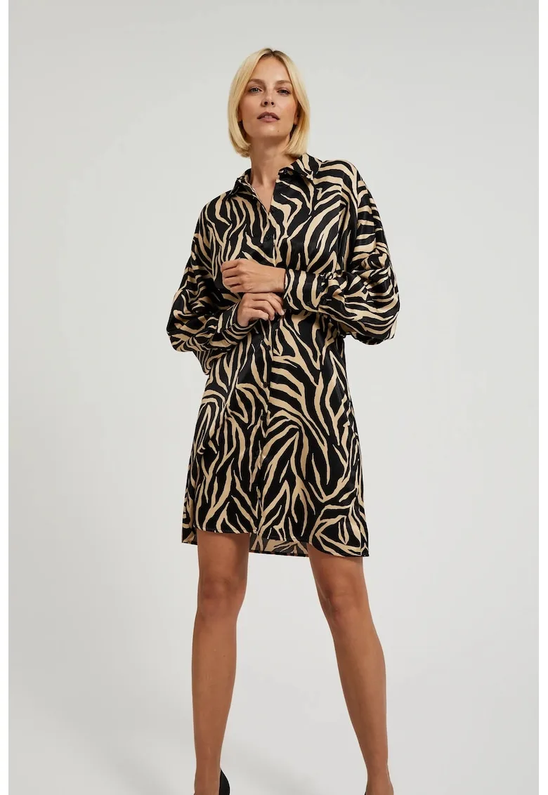 Rochie neagra cu imprimeu animalier