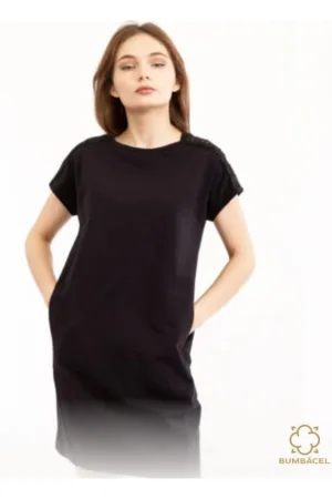 Rochie neagra cu maneca scurta pentru dame