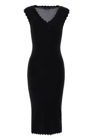 Rochie -  neagra - din viscoza si nylon - fara maneci