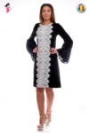 Rochie neagra eleganta dreapta cu maneci clopot