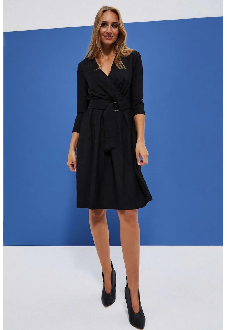 Rochie neagra pentru femei cu curea