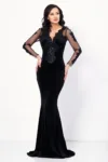 Rochie neagra tip sirena eleganta cu broderie aplicata