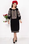 Rochie neagra traditionala Iarina cu broderie cu simbolul crucii