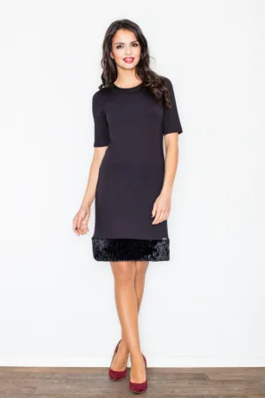 Rochie neagra - viscoza - maneci scurte