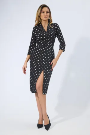 Rochie office cu buline si fermoar pe fata Ilsa Neagra