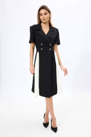 Rochie office cu model petrecut si pliuri Pierra Neagra