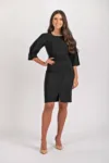 Rochie office neagra cu aspect petrecut si cordon detasabil