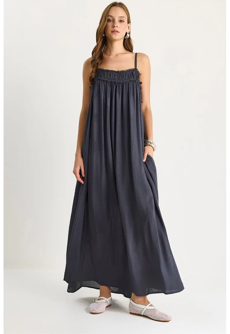 Rochie patrat - gri inchis - textil