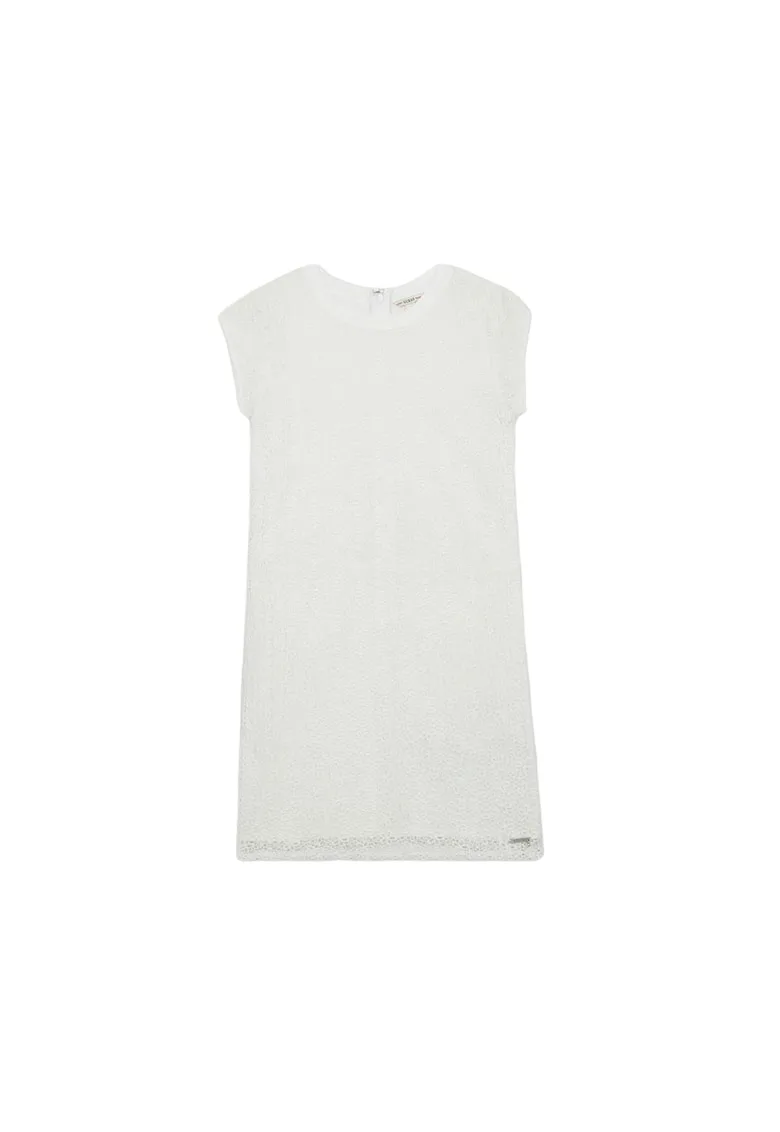 Rochie pentru copii cu croiala dreapta - poliester - alb - 128cm