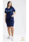 Rochie pentru femei cu maneca scurta - imprimeu si buzunar lateral