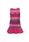 Rochie pentru fete -  dungi colorate - roz - bumbac cu elastan -