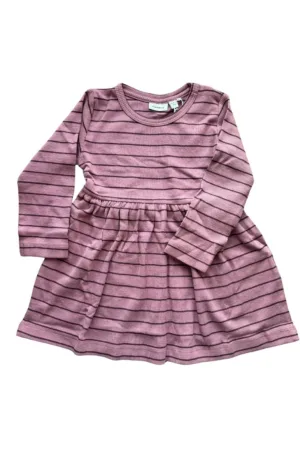 Rochie pentru fete - dungi - roz - bumbac-elastan