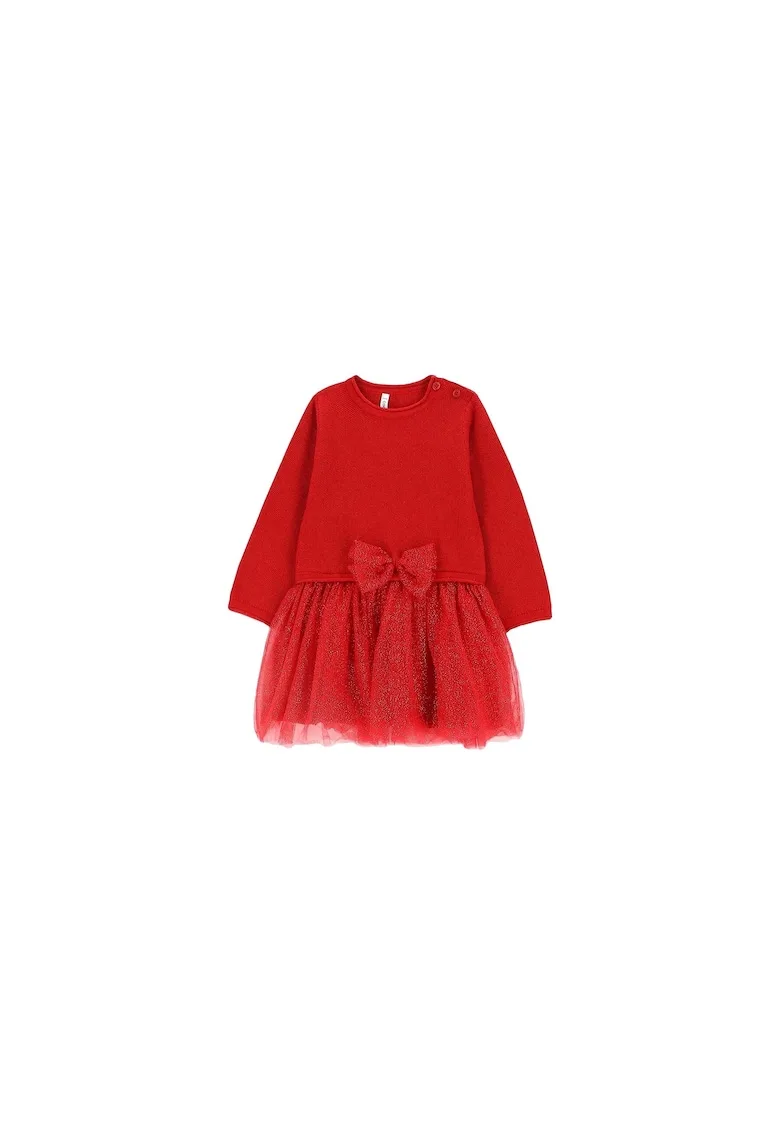 Rochie pentru fete - evazata - tul - rosu