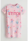 Rochie-pijama din bumbac cu model cu cusaturi