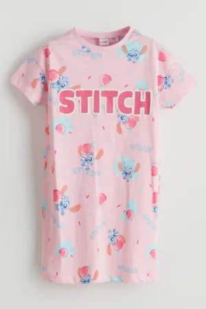 Rochie-pijama din bumbac cu model cu cusaturi